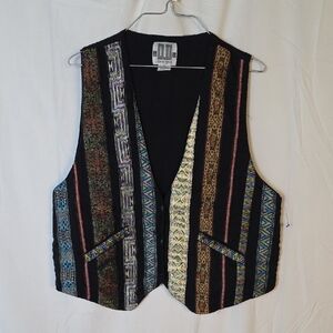 Vintage D.D Designs Colorful Patterned Vest with Back Tie
